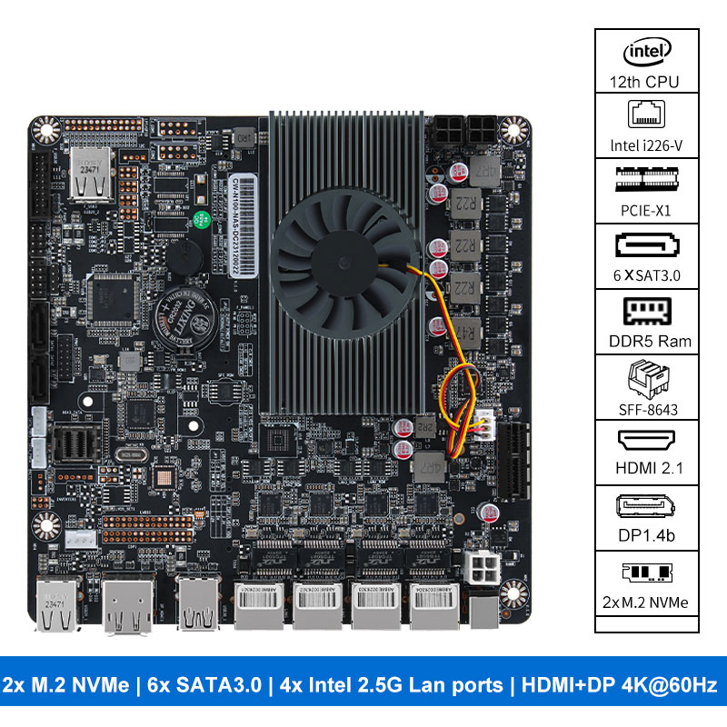 Nas Motherboard N100 6 Sata - N100 NAS-Motherboard 2x M.2 NVMe 4x